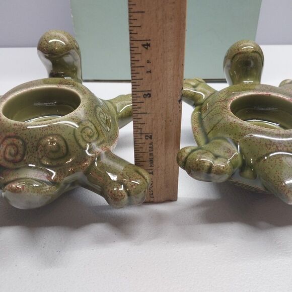 Partylite Floating Turtles Tealight Holders Green Ceramic Retired Beachy Sealife - Picture 14 of 16